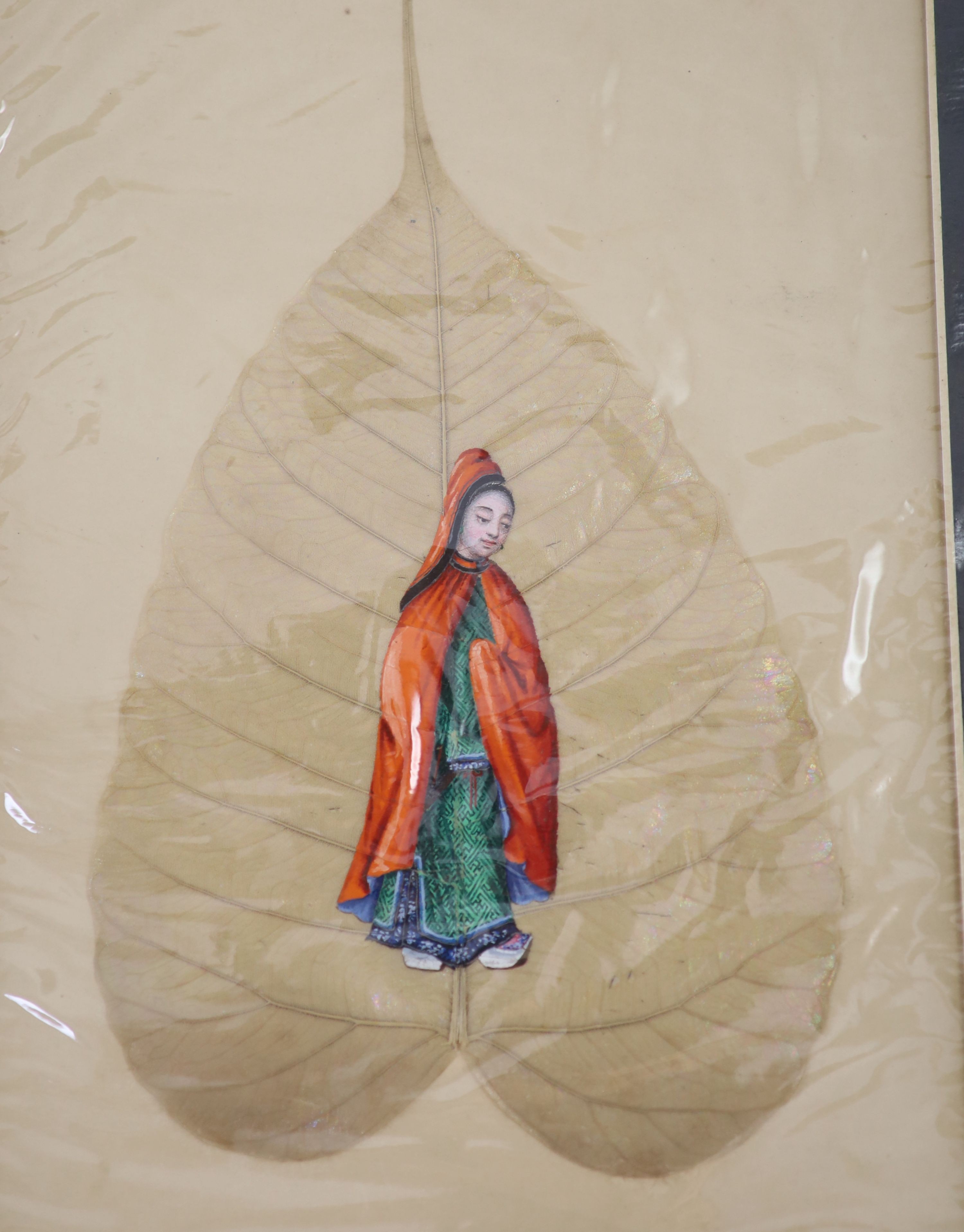 A collection of seventeen Chinese paintings on leaves, late 19th century